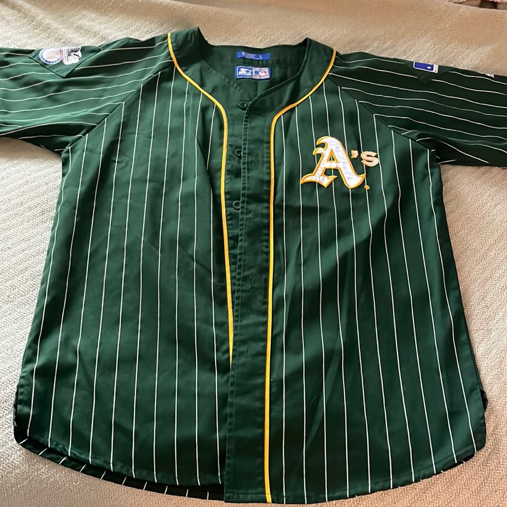 green striped Oakland Athletics Starter jersey